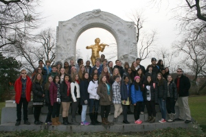 Walled Lake Orchestra at the Strauss Monument in Vienna